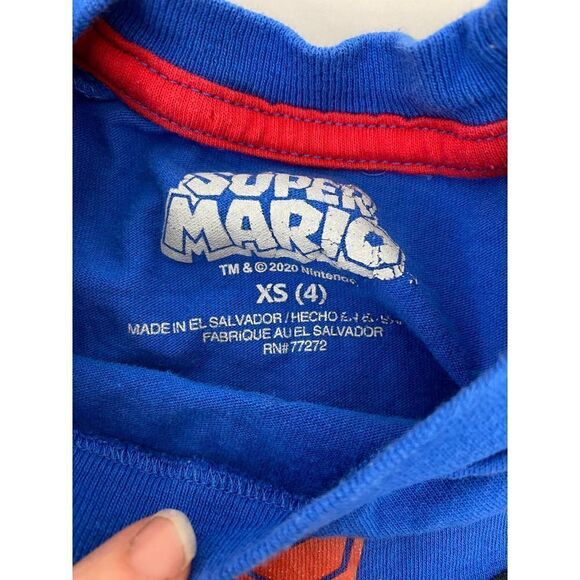 Super Mario Brothers Graphic Tee Blue 100% Cotton - Kids Size 4 - Picture 7 of 7